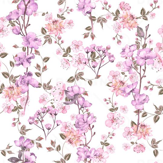 水彩花卉印花华亿平台图片