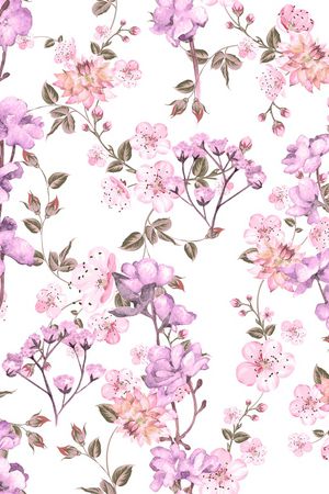 水彩花卉印花华亿平台图片