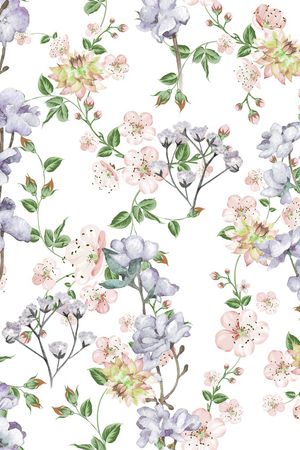 水彩花卉印花华亿平台图片