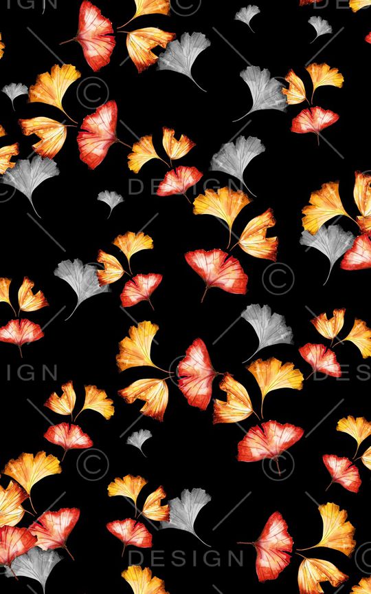 黑底花卉印花华亿平台图片