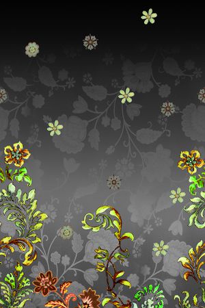 黑底花卉印花华亿平台图片