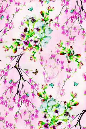 玉兰花印花华亿平台图片