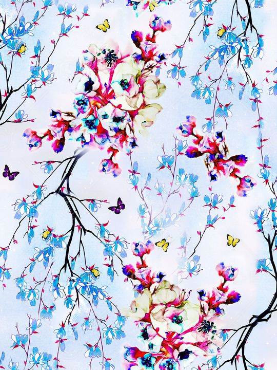 玉兰花印花华亿平台图片