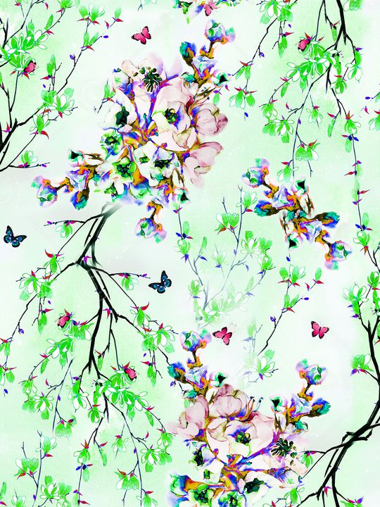 玉兰花印花华亿平台图片