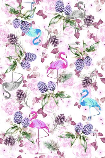 1049942-满地玫瑰桑果火烈鸟-1