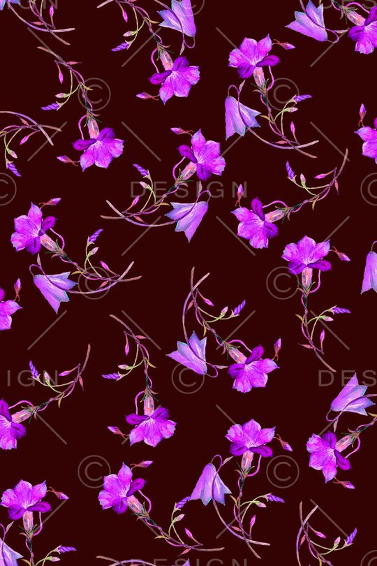 黑底花卉印花华亿平台图片