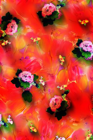 手绘花卉印花华亿平台图片