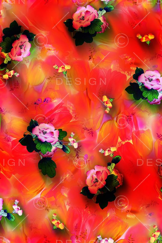 手绘花卉印花华亿平台图片