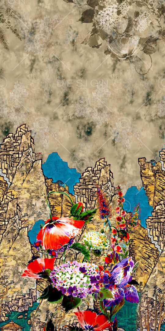 水彩花卉印花华亿平台图片