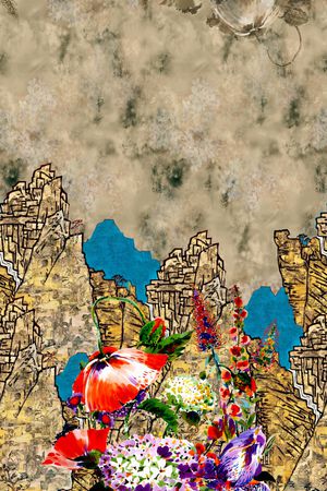 水彩花卉印花华亿平台图片