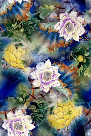 荷花印花华亿平台图片