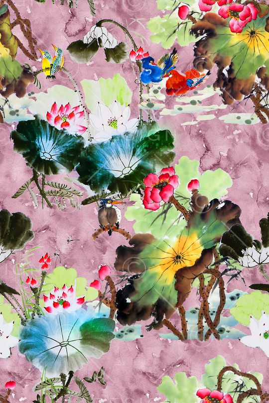 荷花印花华亿平台图片