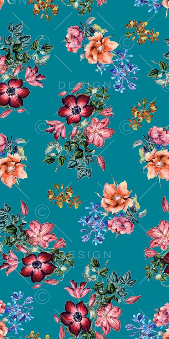 水彩花卉印花华亿平台图片