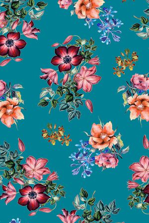 水彩花卉印花华亿平台图片