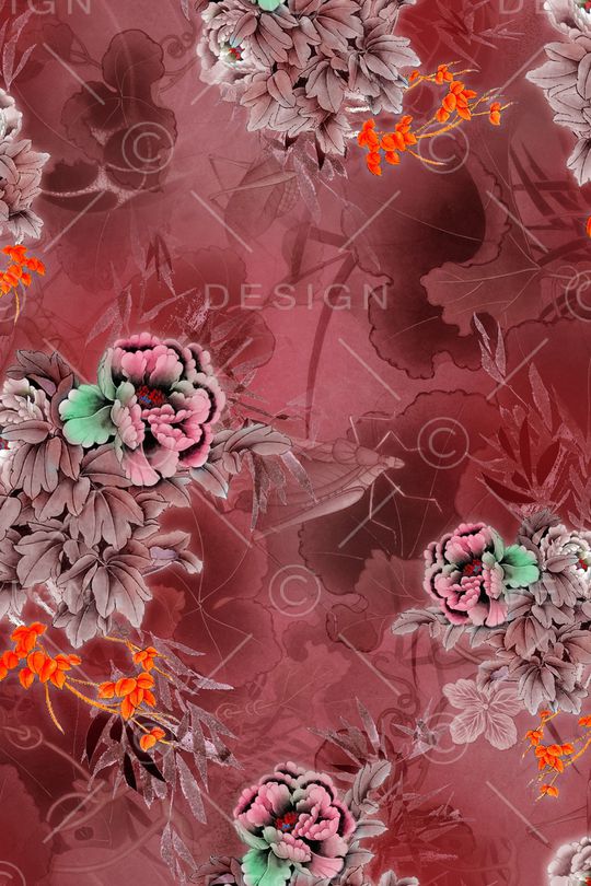 手绘花卉印花华亿平台图片