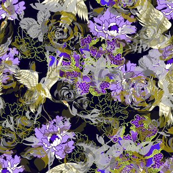 1052359-中国风仙鹤花卉纹样-1