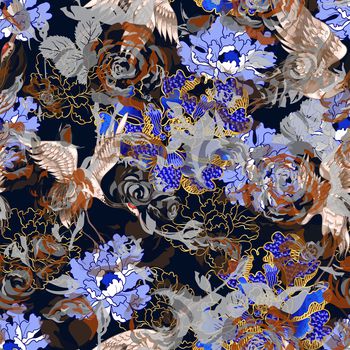 1052362-中国风仙鹤花卉纹样