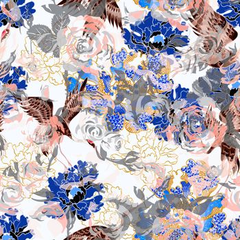 1052367-中国风仙鹤花卉纹样-3