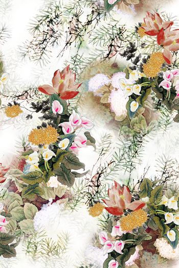 花卉印花华亿平台图片