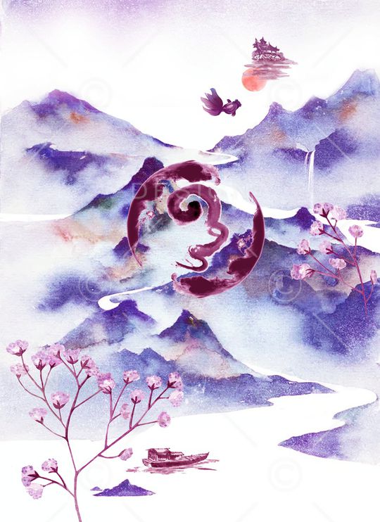 水彩花卉印花华亿平台图片