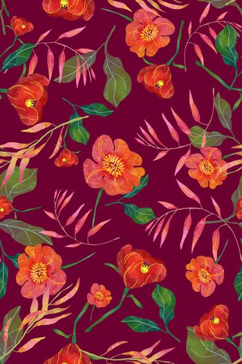 1053949-水彩植物2（紫红色）