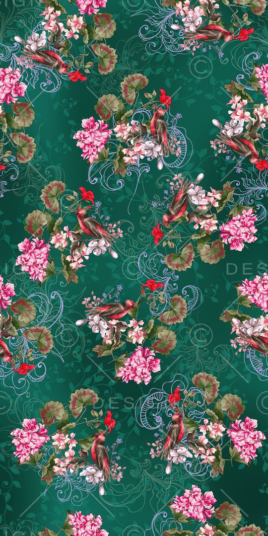 黑底花卉印花华亿平台图片