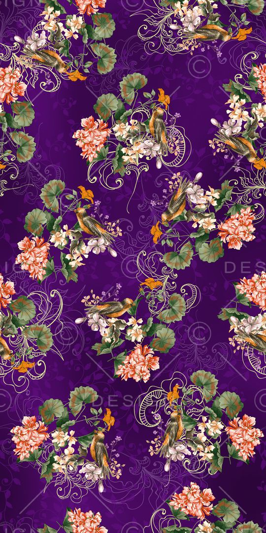 黑底花卉印花华亿平台图片