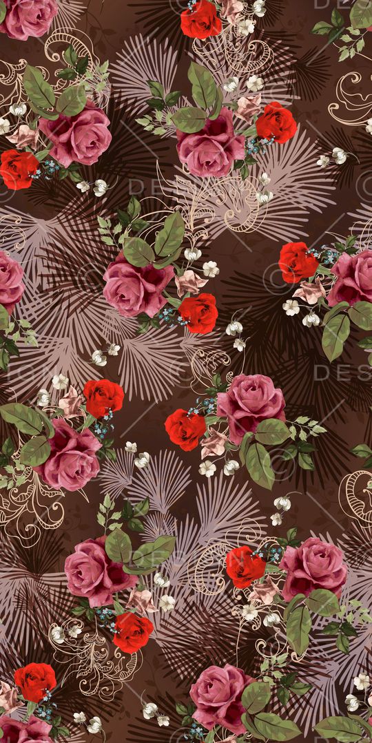 黑底花卉印花华亿平台图片