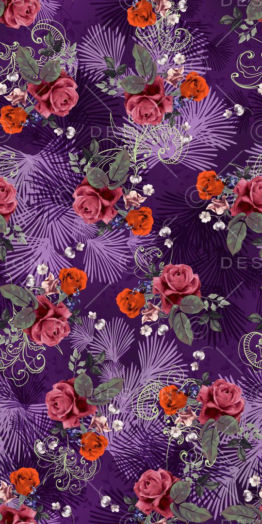 黑底花卉印花华亿平台图片