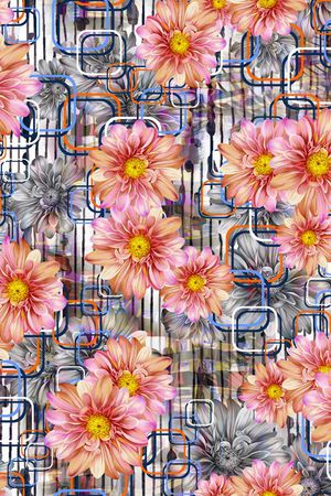 黑底花卉印花华亿平台图片