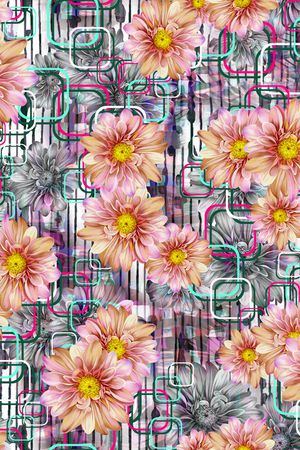 黑底花卉印花华亿平台图片