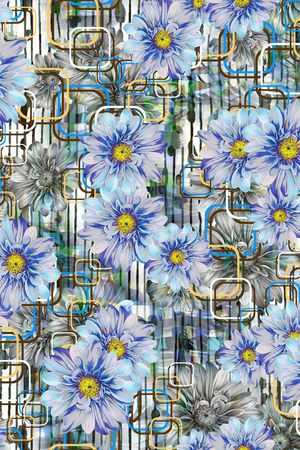 黑底花卉印花华亿平台图片