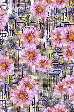 黑底花卉印花华亿平台图片