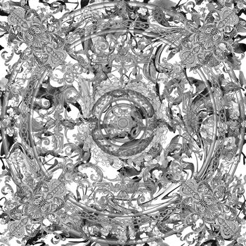 1054798-水墨满地花枝欧式边框方巾-4