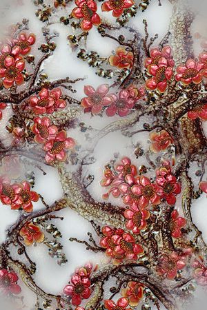 手绘花卉印花华亿平台图片