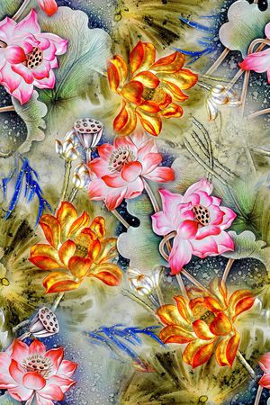 荷花印花华亿平台图片