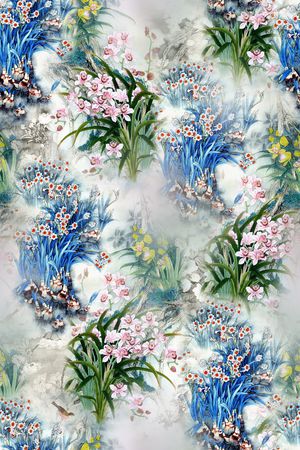 水彩花卉印花华亿平台图片