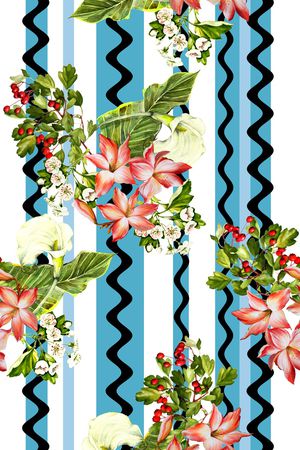 水彩花卉印花华亿平台图片