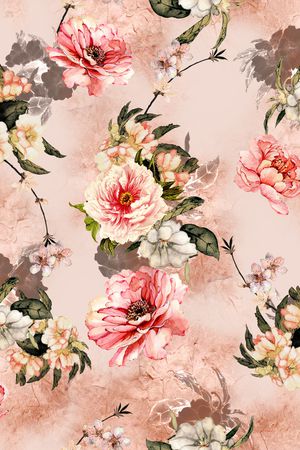 朦胧花卉印花华亿平台图片