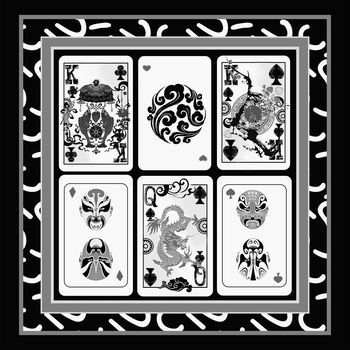 1055966-抽象中国风扑克牌方巾-3