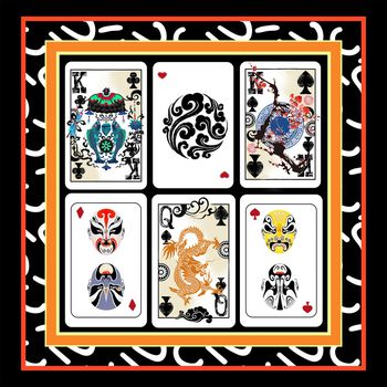 1055970-抽象中国风扑克牌方巾