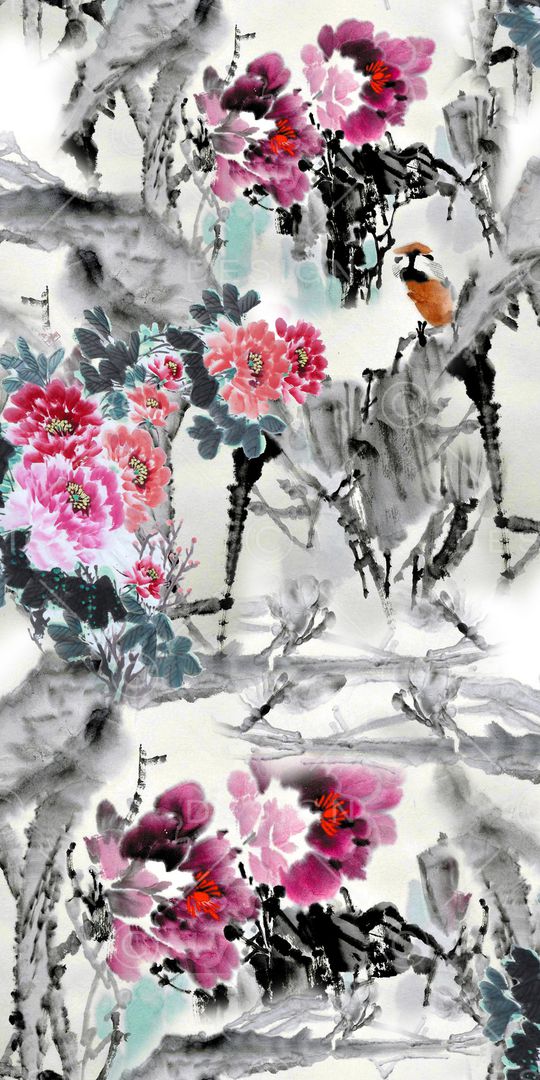 抽象花卉印花华亿平台图片