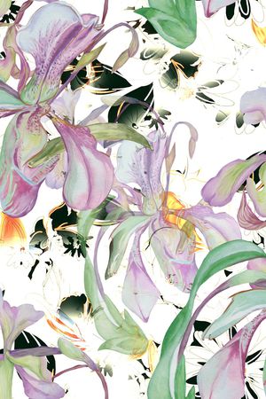 手绘花卉印花华亿平台图片