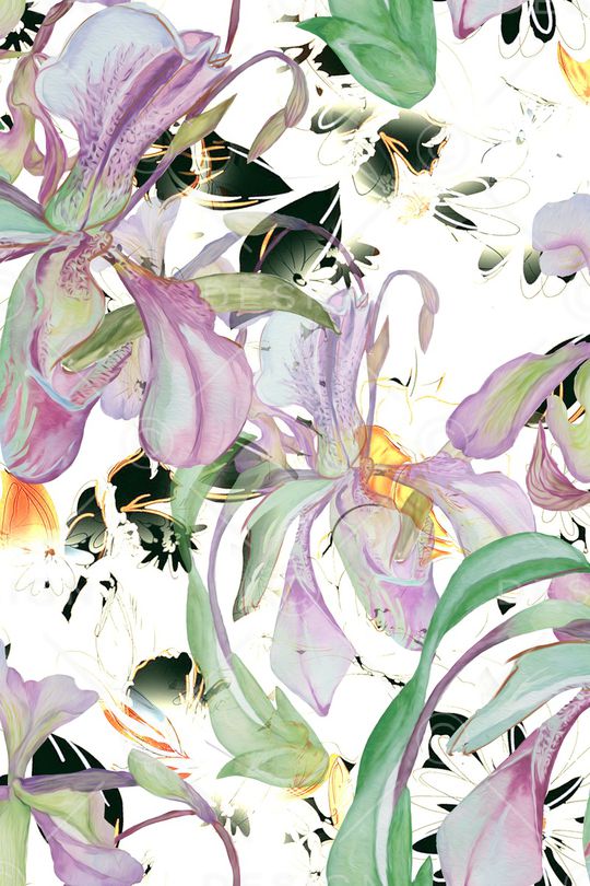 手绘花卉印花华亿平台图片