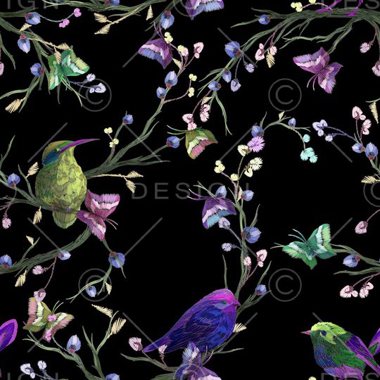 花鸟印花华亿平台图片