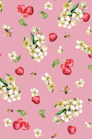 手绘花卉印花华亿平台图片