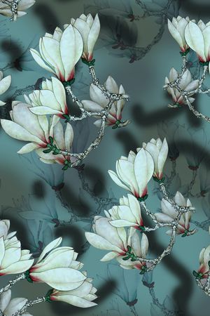 玉兰花印花华亿平台图片