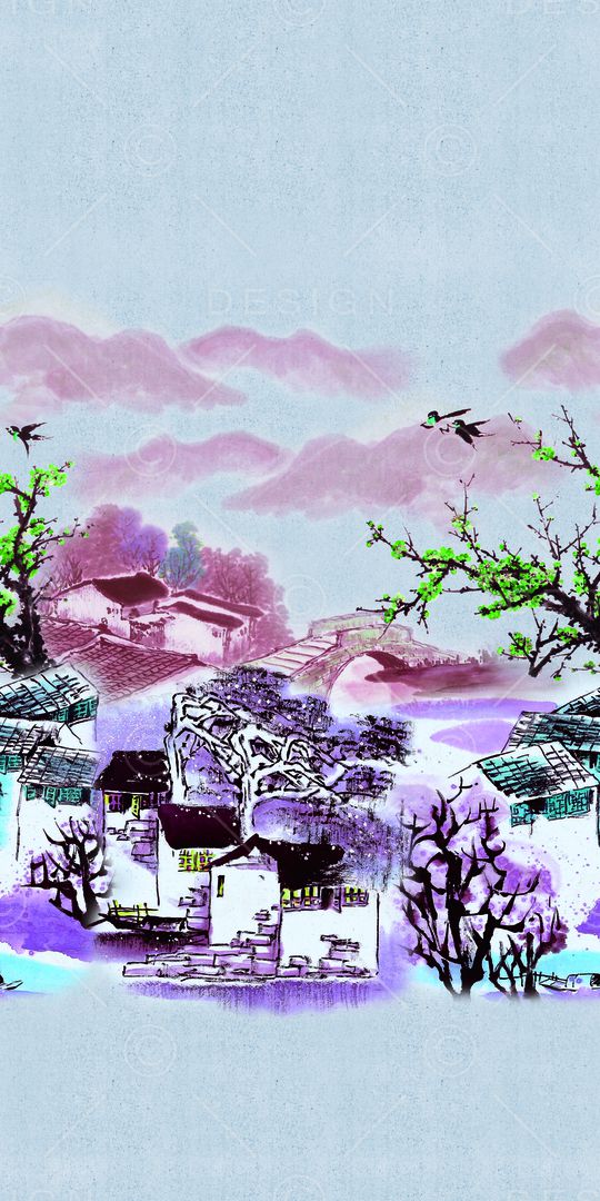 风景定位印花华亿平台图片