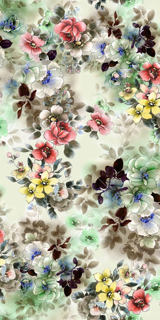 手绘花卉印花华亿平台图片