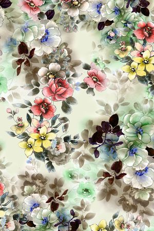 手绘花卉印花华亿平台图片